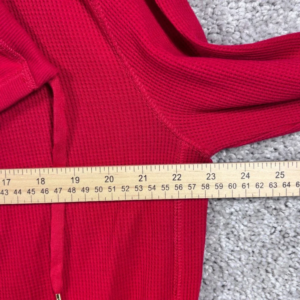 Lauren Ralph  Womens Open Cardigan Red Waffle Knit Shawl Collar Size M‎ NEW